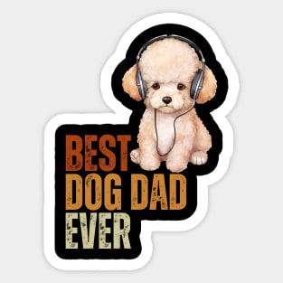 Vintage Best Dog Dad Ever Funny Puppy Poodle Dog Lover Sticker